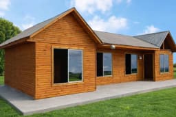 Casa Prefabricada 120 m² con Techo 6 Aguas — Fachada y vista exterior