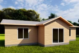 Casa Prefabricada 80 m² con Techo 4 Aguas — Fachada y vista exterior